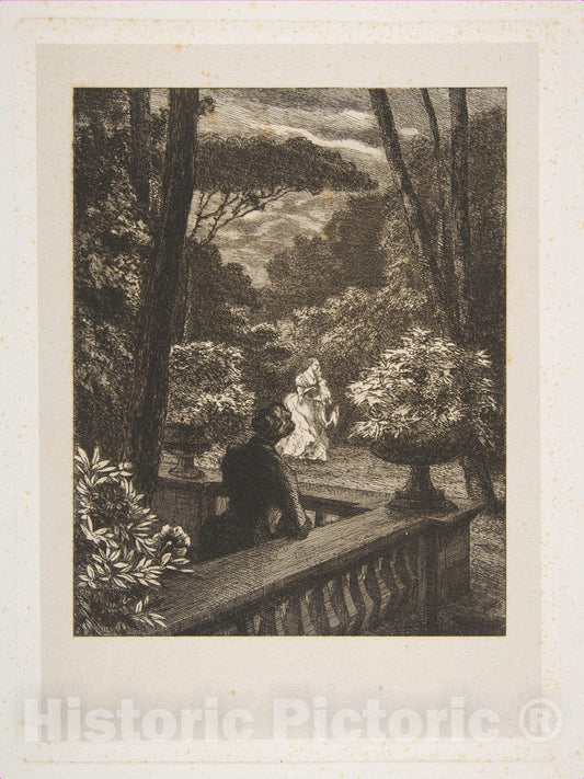 Art Print : Félix Bracquemond - Illustrations for Chansons, by Charles Desforges de Vassens : Vintage Wall Art