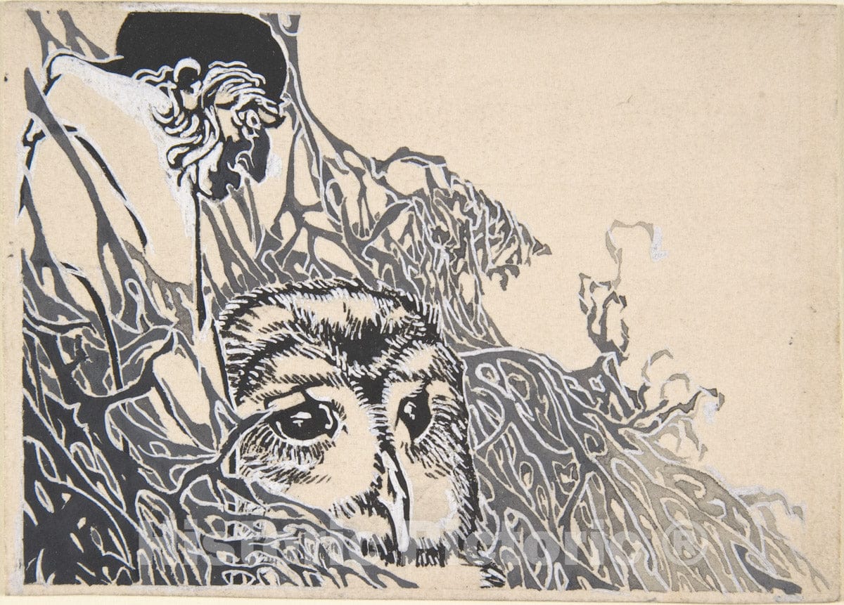 Art Print : Hugo Steiner-Prag - Design for a Book Illustration with an Owl : Vintage Wall Art