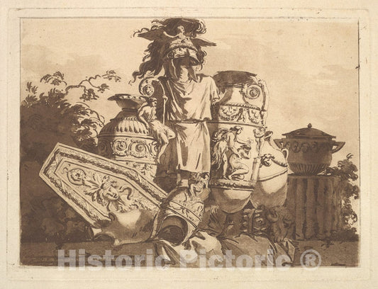 Art Print : Ornament Composition with Antiquities - Artist: Jean Jacques Lagrenee - Created: 1782–84 : Vintage Wall Art