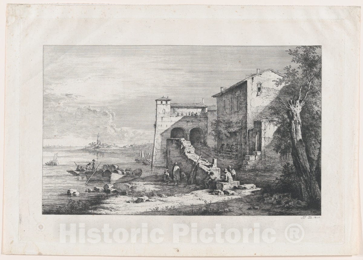 Art Print : Jean Jacques de Boissieu - View of Old Customs House in Rome - 434770 : Vintage Wall Art