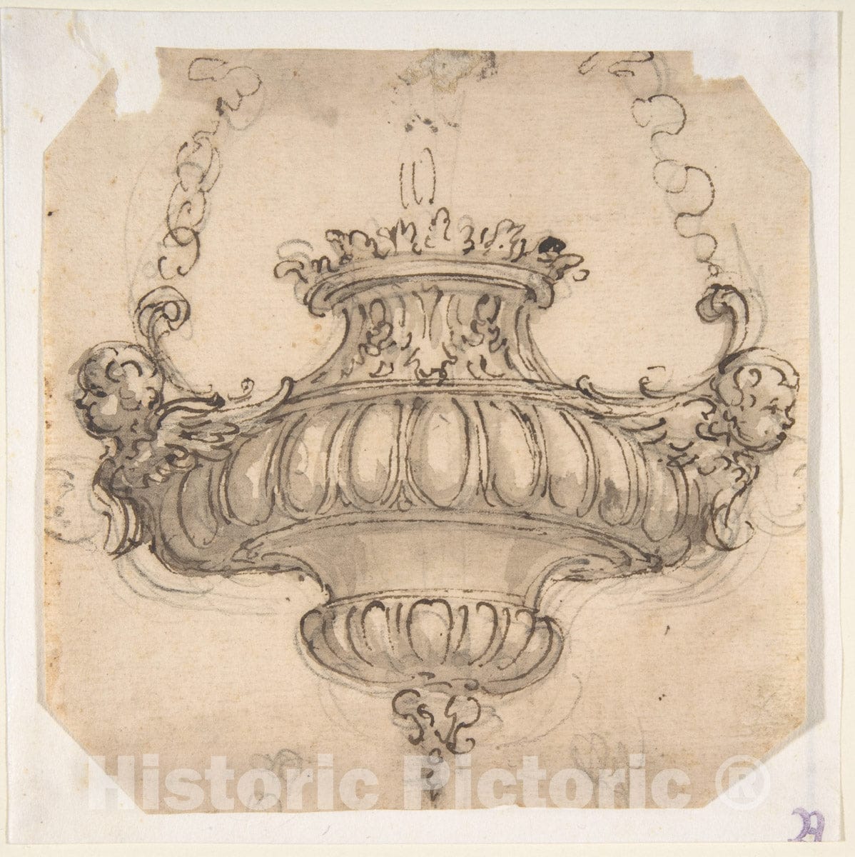 Art Print : Giovanni Battista Foggini - Design for Suspended Censer 1 : Vintage Wall Art