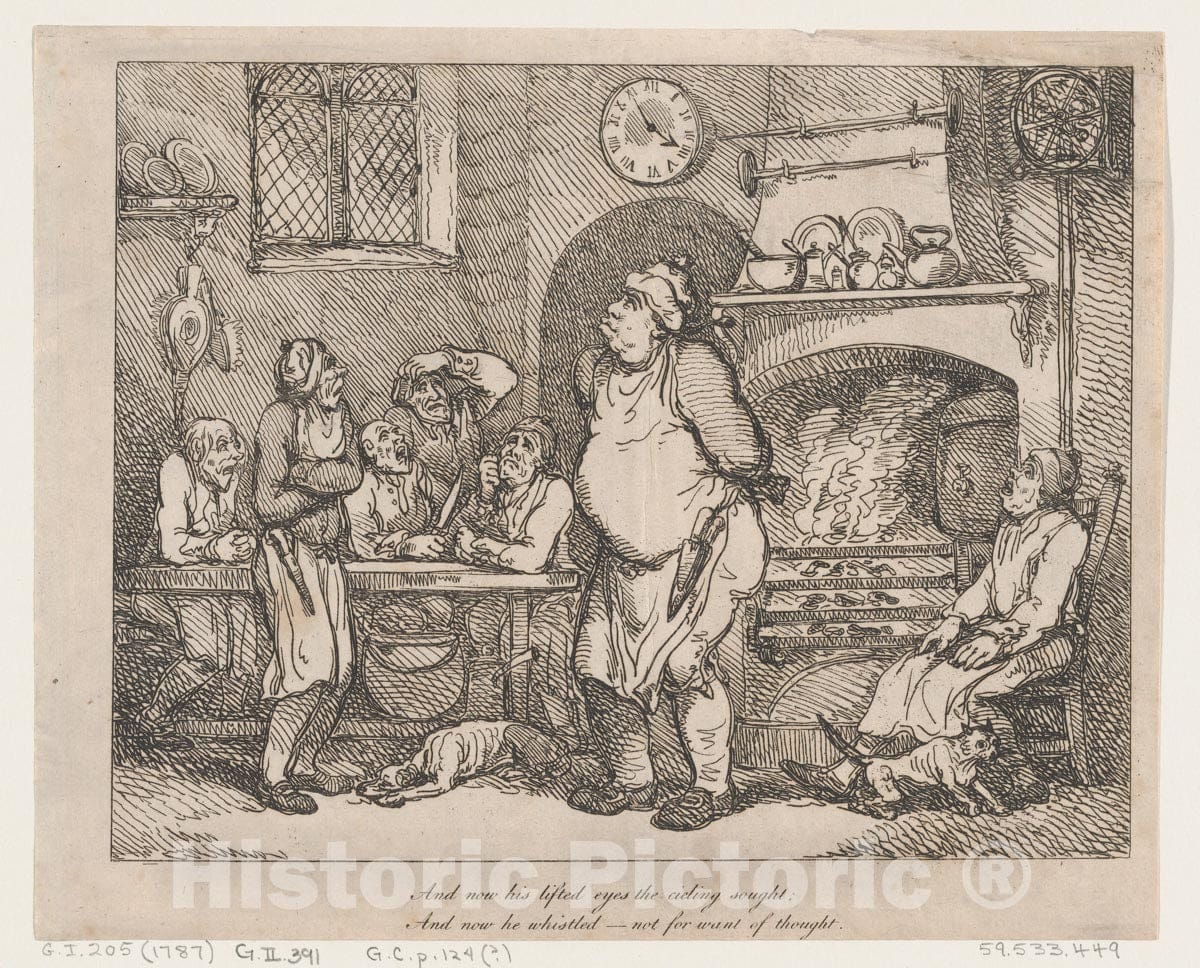 Art Print : Thomas Rowlandson - and Now His Lifted Eyes The Ceiling Sought. : Vintage Wall Art