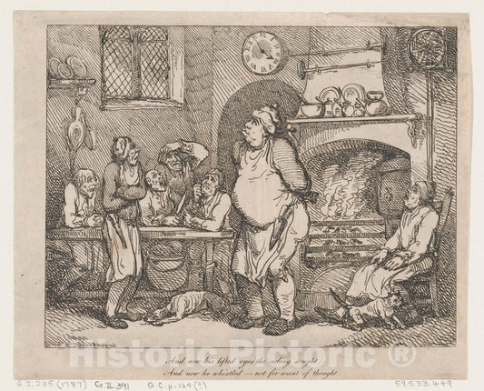 Art Print : Thomas Rowlandson - and Now His Lifted Eyes The Ceiling Sought. : Vintage Wall Art
