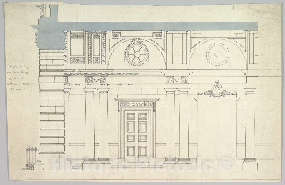 Art Print : British, 19th Century - Somerset House, London: Interior Section with Paired Columns and Arched Ceiling : Vintage Wall Art