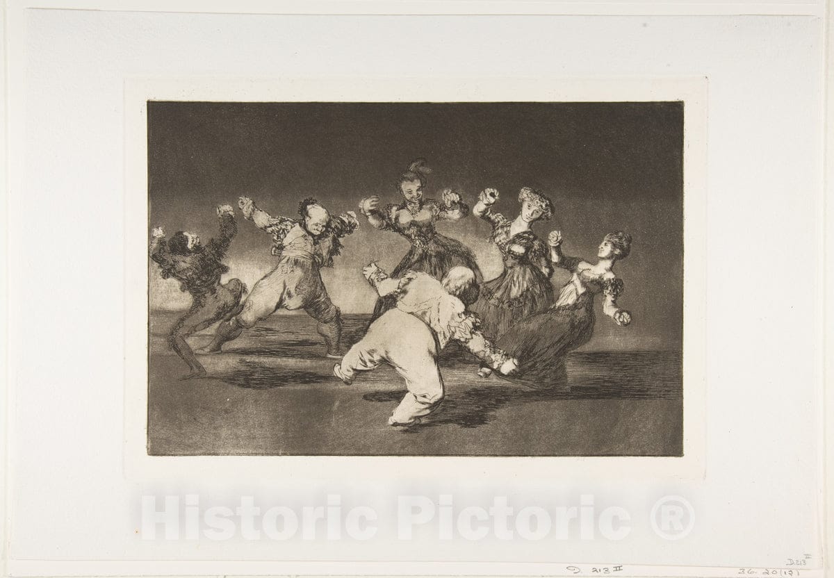 Art Print : Goya - Plate 12 from The 'Disparates': If Marion Will Dance, Then she has to take The Consequences 2 : Vintage Wall Art