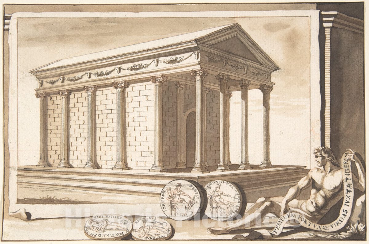 Art Print : Jan Goeree - A Reconstruction of The Temple of Fortuna : Vintage Wall Art