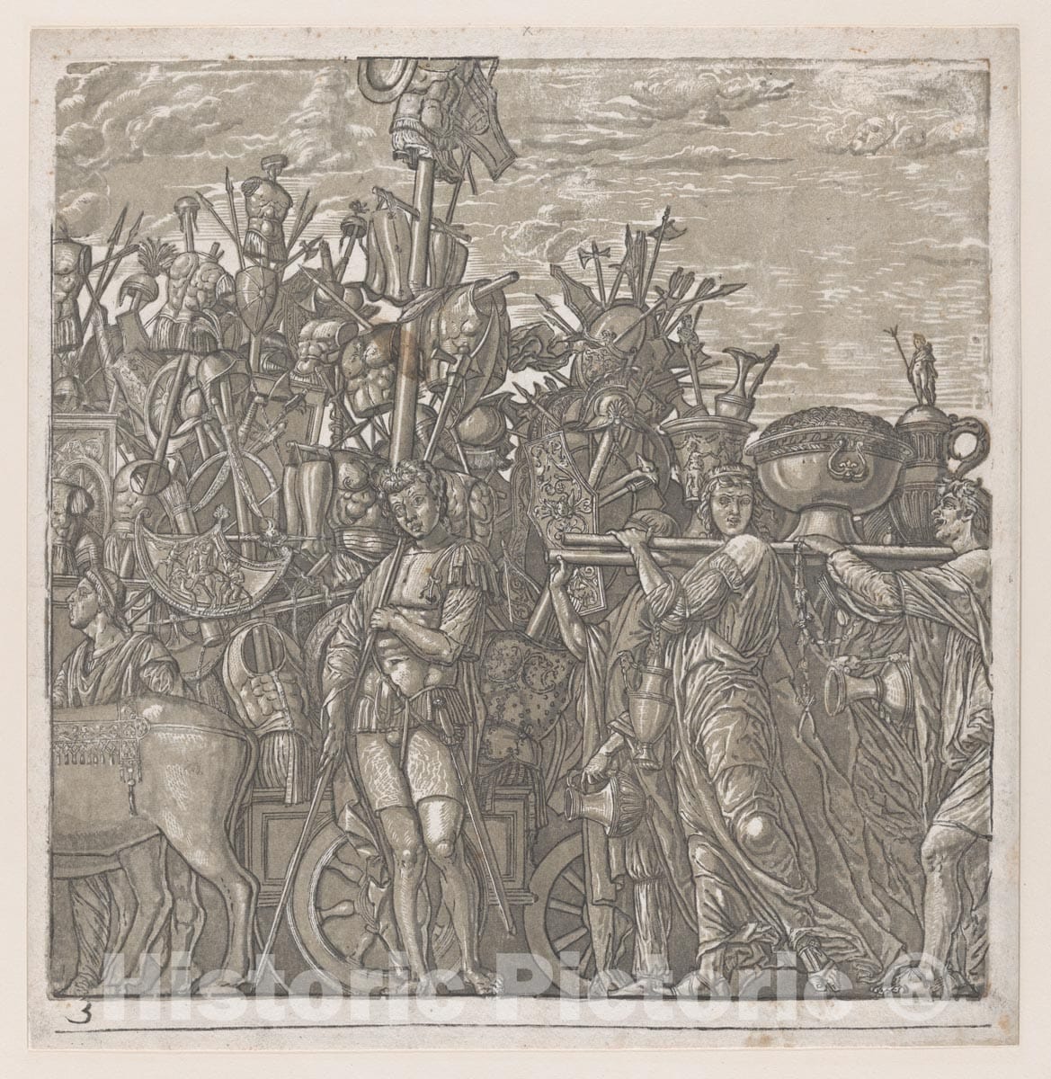 Art Print : Andrea Andreani - Sheet 3: Trophies of War, from The Triumph of Julius Caesar 2 : Vintage Wall Art