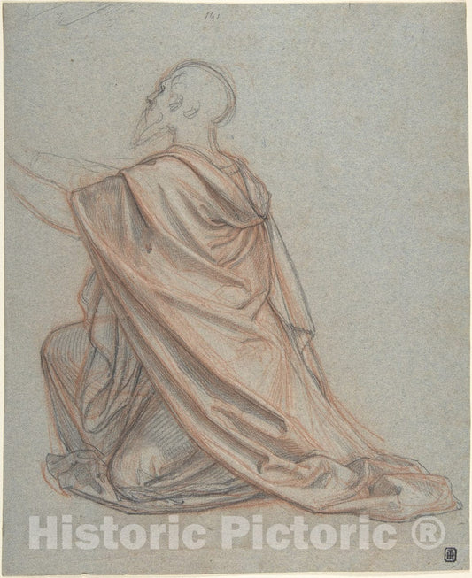 Art Print : Ludwig Ferdinand Schnorr von Carolsfeld - Study of a Kneeling Man