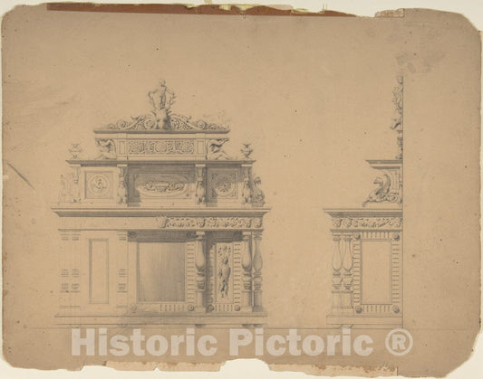 Art Print : Italian, 19th Century - Furniture Designs : Vintage Wall Art
