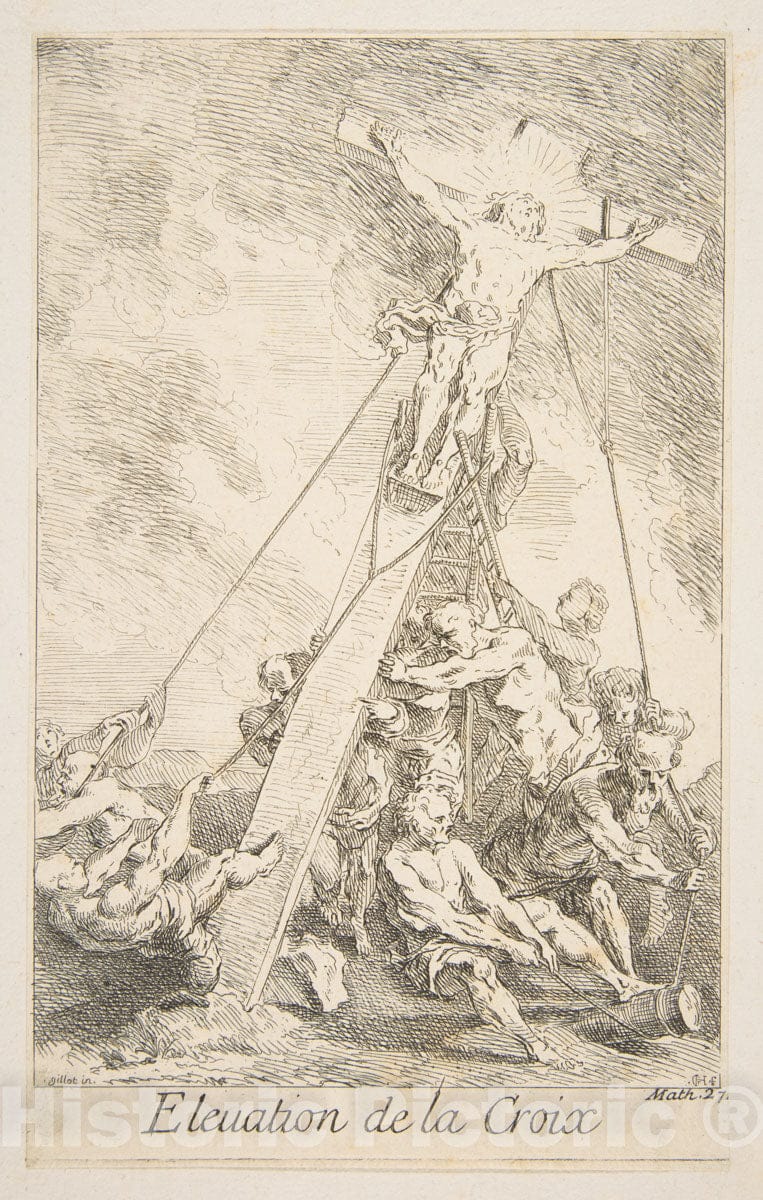 Art Print : Claude Gillot - Elevation of The Cross : Vintage Wall Art