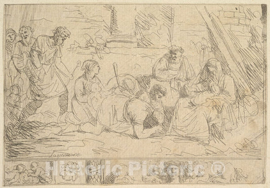 Art Print : Jean Jacques Lagrenée - L'Adoration des Bergers (The Adoration of The Shepherds) : Vintage Wall Art