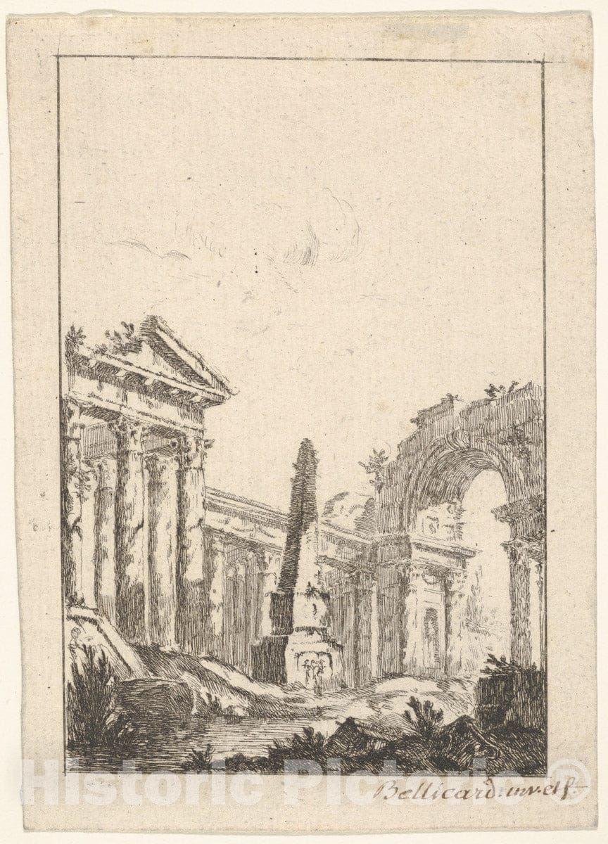 Art Print : Jérôme Charles Bellicard - Architectural Capriccio : Vintage Wall Art