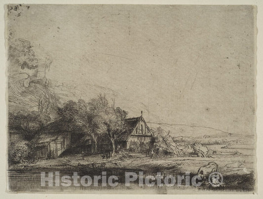 Art Print : Rembrandt (Rembrandt Van Rijn) - Landscape with a Cow : Vintage Wall Art