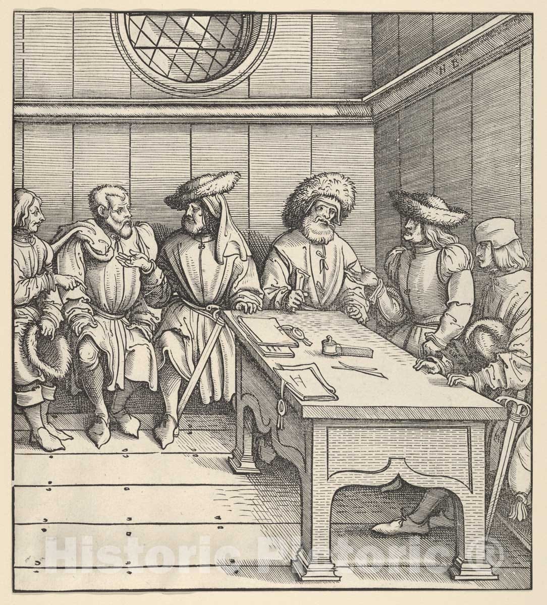 Art Print : Hans Burgkmair - The White King's Council with The Captors, from Der Weisskunig : Vintage Wall Art