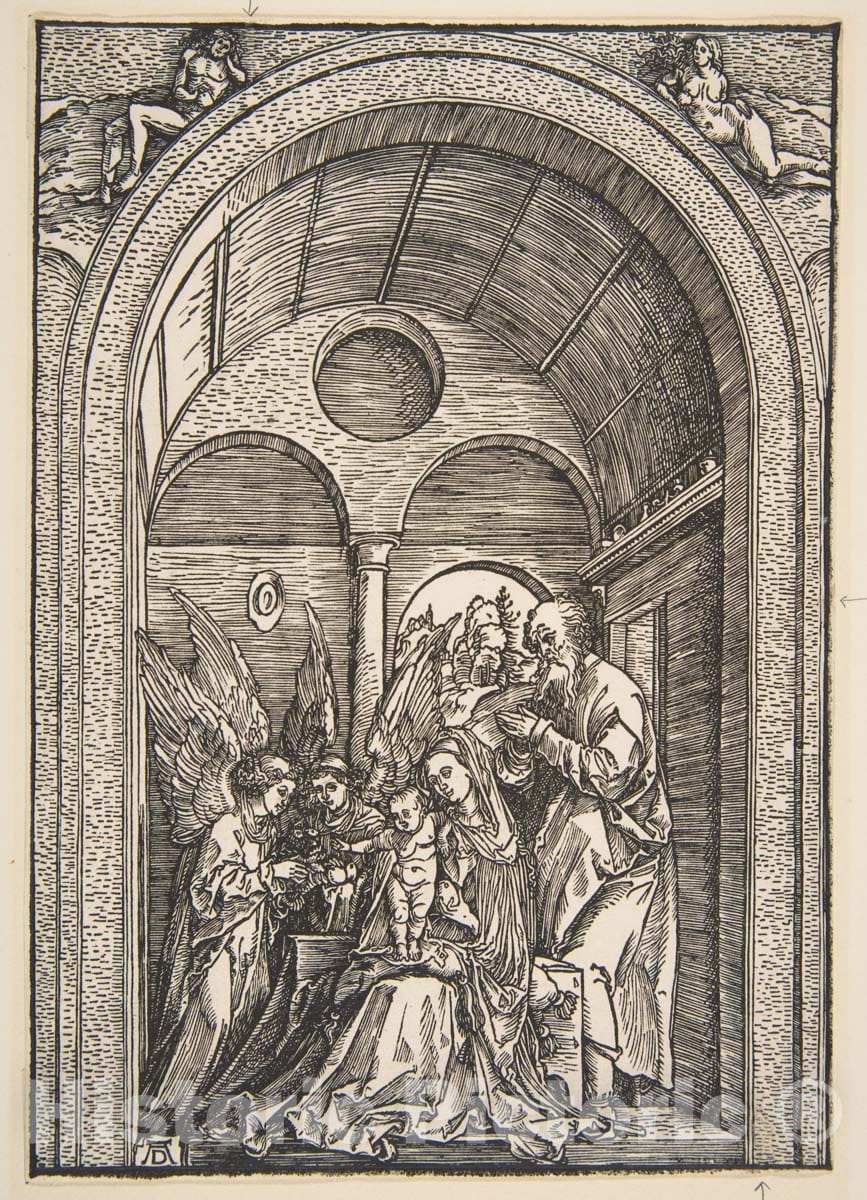 Art Print : Albrecht Dürer - The Holy Family with Two Angels in a Vaulted Hall 2 : Vintage Wall Art