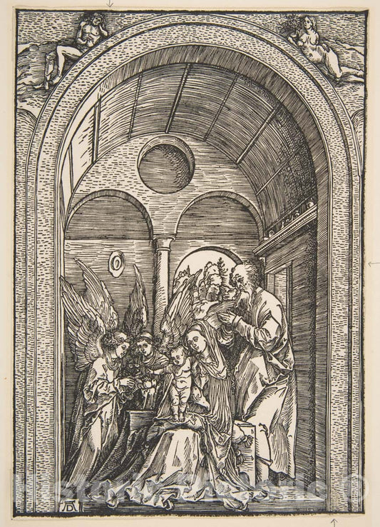 Art Print : Albrecht Dürer - The Holy Family with Two Angels in a Vaulted Hall 2 : Vintage Wall Art