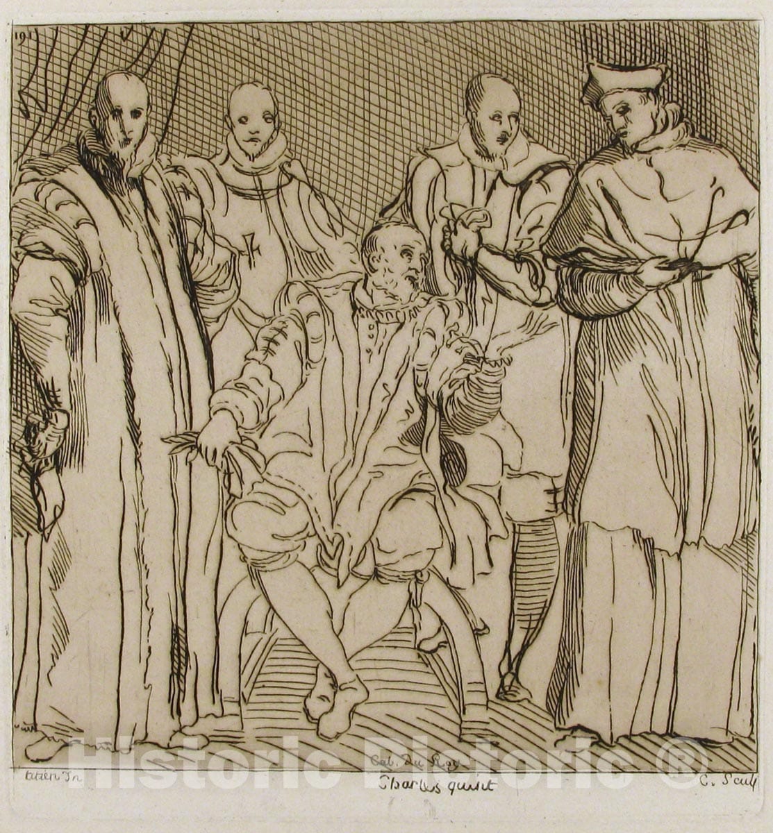 Art Print : Anne Claude Philippe de Tubières, comte de Caylus - Charles V After Titian : Vintage Wall Art