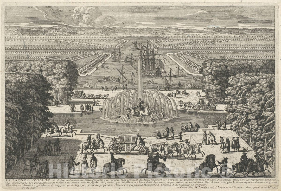 Art Print : Adam Perelle - Le Bassin d'Apollon The Fountain of Apollo, Versailles : Vintage Wall Art