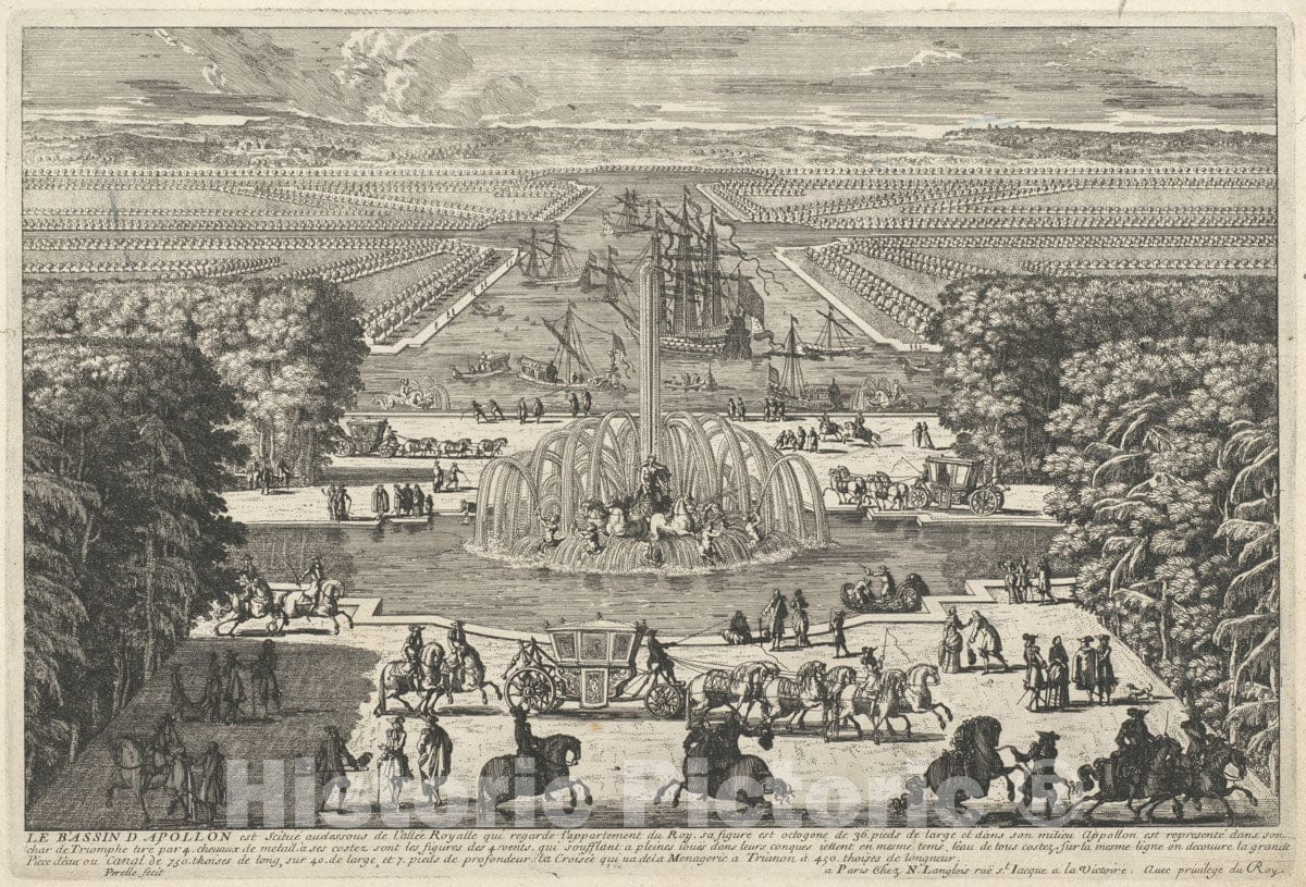 Art Print : Adam Perelle - Le Bassin d'Apollon The Fountain of Apollo, Versailles : Vintage Wall Art