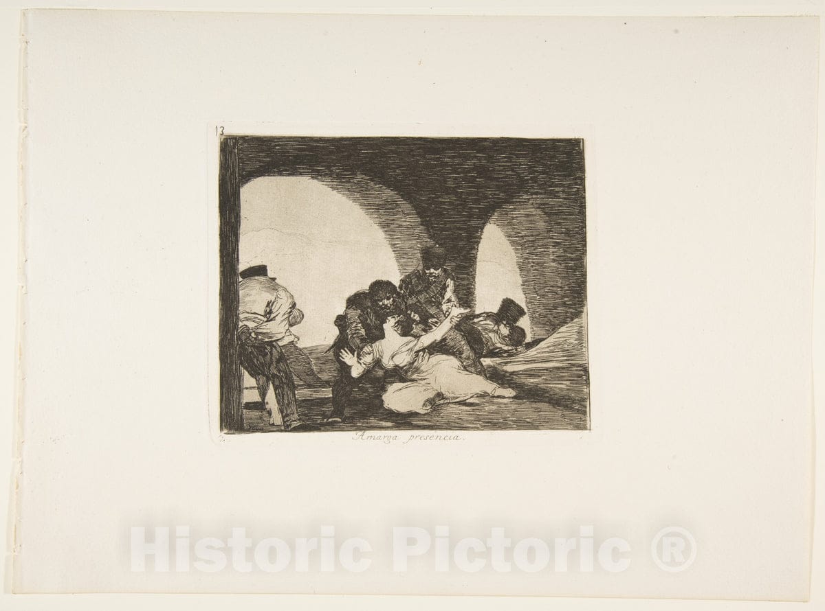 Art Print : Goya - Plate 13 from The Disasters of War' (Los Desastres de la Guerra):Bitter to be Present (Amarga presencia) : Vintage Wall Art