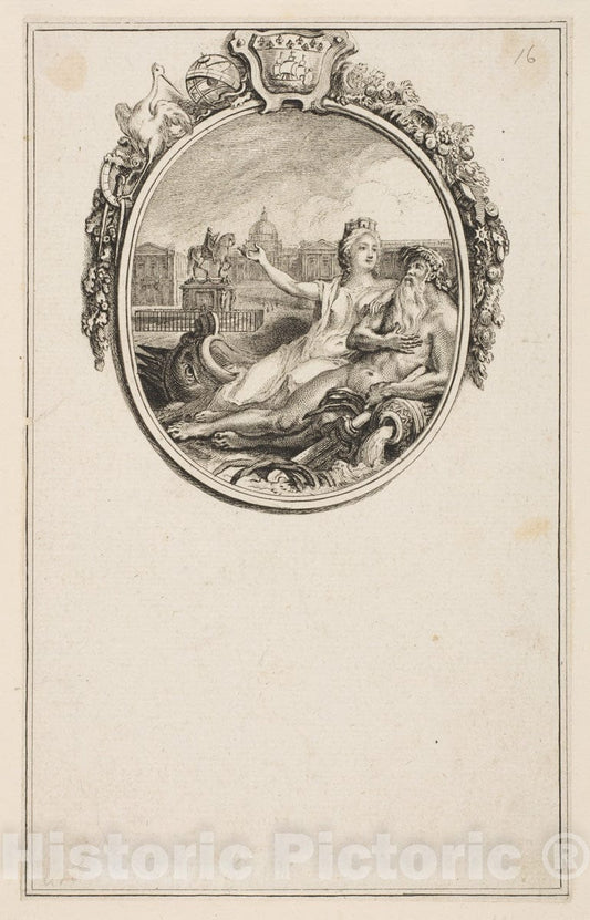 Art Print : Gabriel de Saint-Aubin - Inauguration de la Statue equestre de Louis XV : Vintage Wall Art