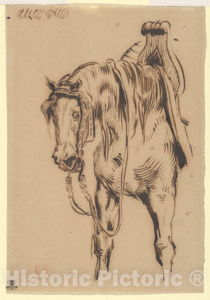 Art Print : Eugène Delacroix - Göetz Van Berlichingen's Horse : Vintage Wall Art