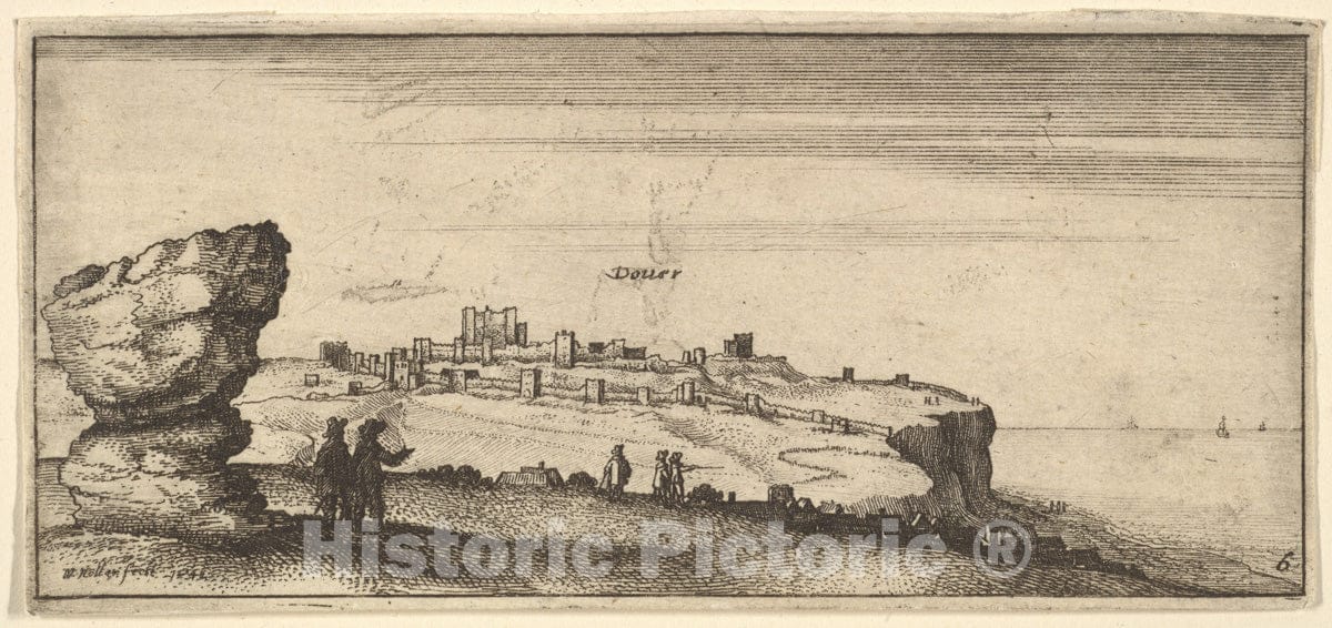 Art Print : Wenceslaus Hollar - Douer (Dover) 1 : Vintage Wall Art