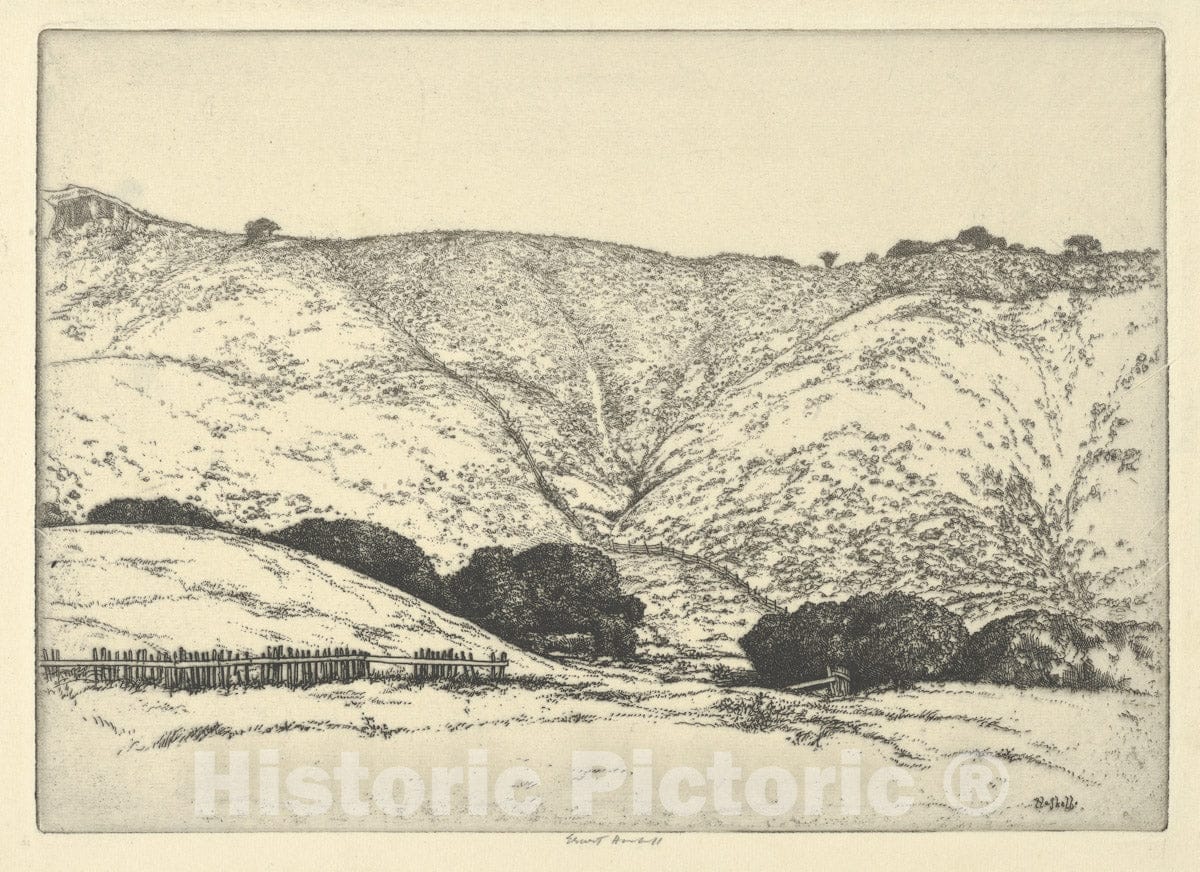 Art Print : Ernest Haskell - Redwood Fence : Vintage Wall Art