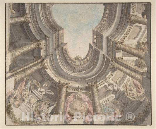 Art Print : Flaminio Innocenzo Minozzi - Design for a Trompe L'Oeil Ceiling : Vintage Wall Art