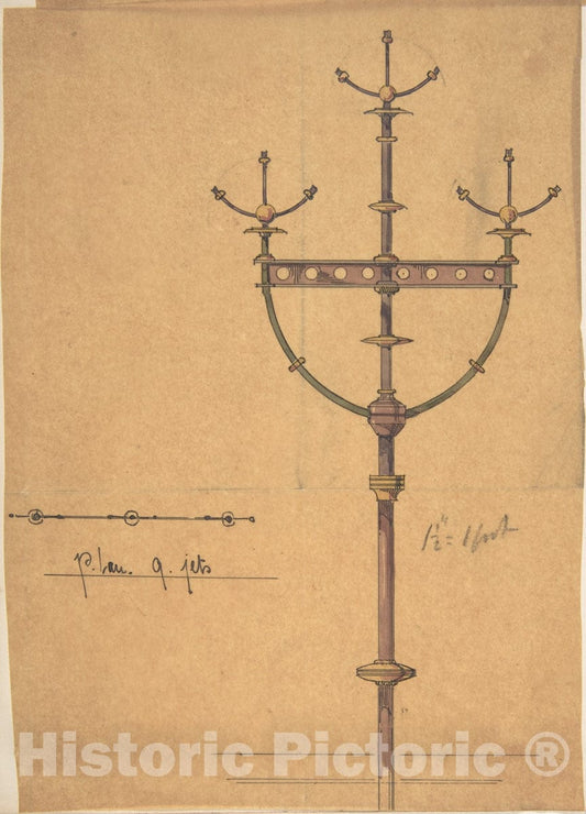 Art Print : Richardson Ellson & Co. - Design for Gas? Lights for a Church 1 : Vintage Wall Art