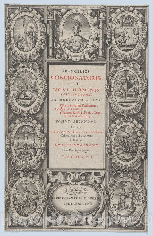 Art Print : Charles Audran - Frontispiece for Evangelicus Concionatoris, et Novi Hominis Institutionis : Vintage Wall Art