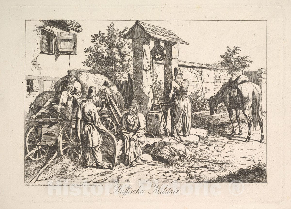 Art Print : Johann Christoph Erhard - Cossack at The Well 1 : Vintage Wall Art