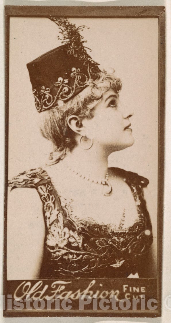 Photo Print : Actress Wearing Feathered Bodice, from The Actresses Series (N664) Promoting Old Fashion Fine Cut Tobacco : Vintage Wall Art