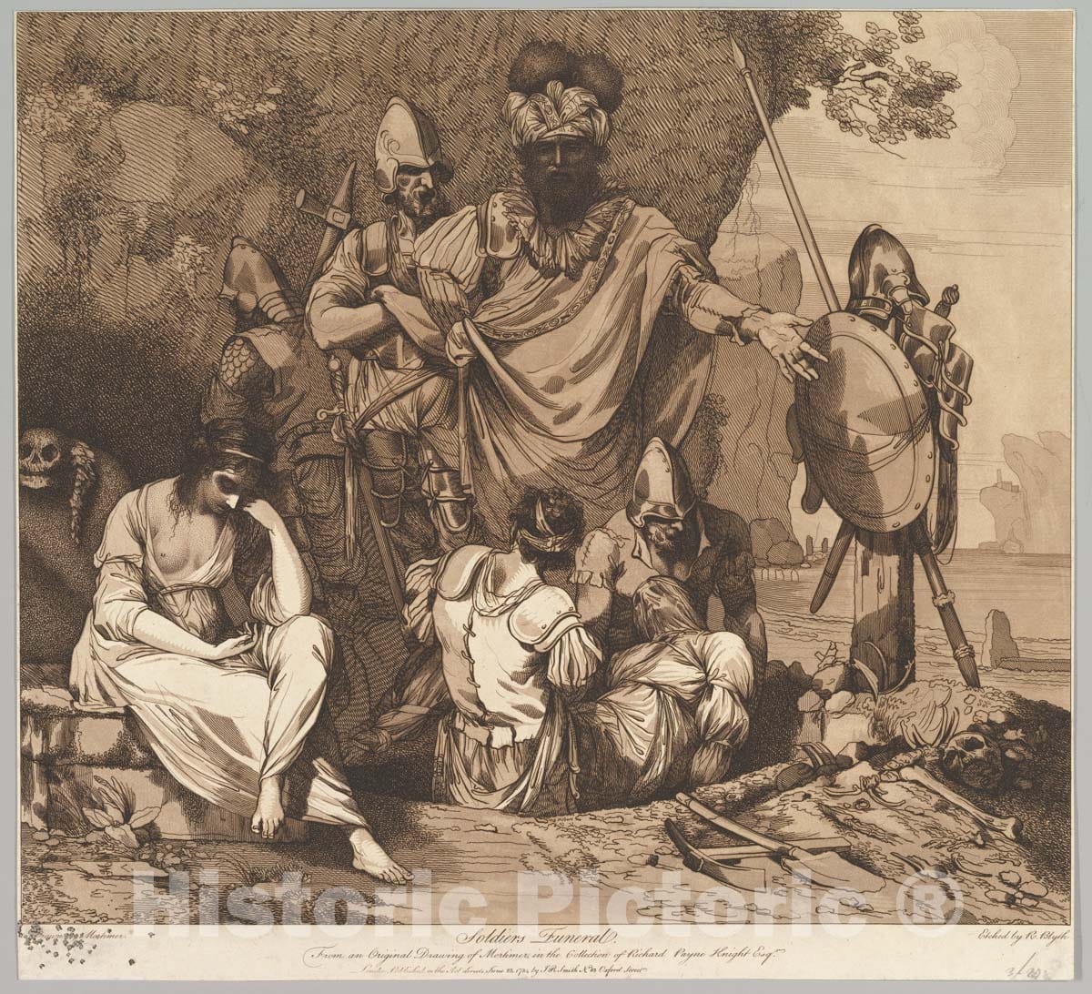Art Print : Etched and published by Robert Blyth - Soldier's Funeral (from The Life and Death of a Soldier) : Vintage Wall Art