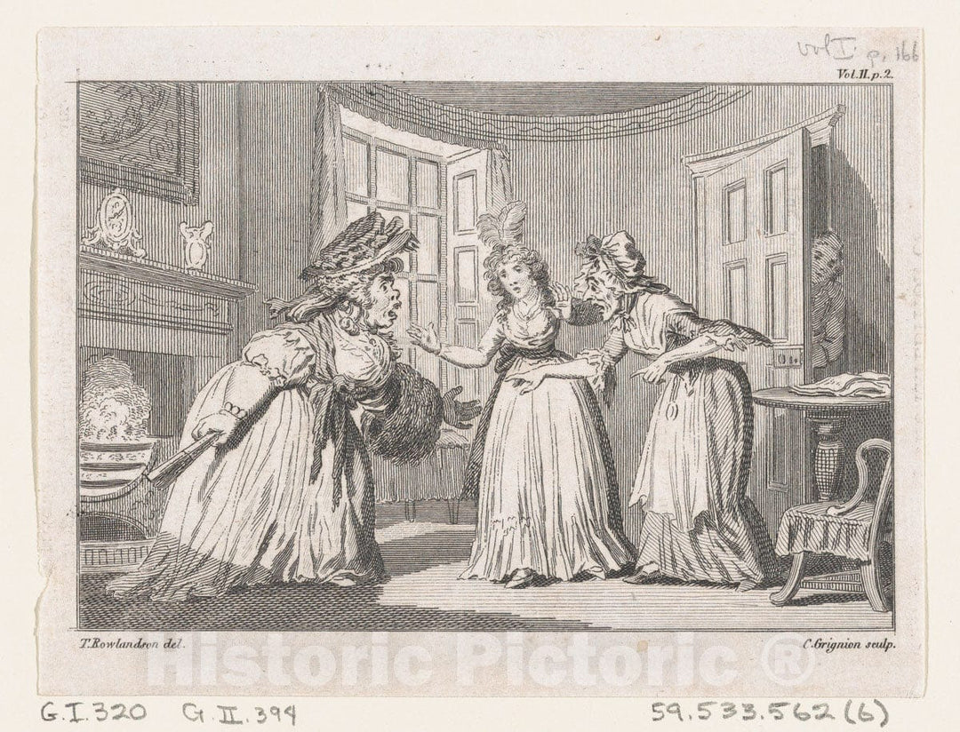 Art Print : Charles Grignion, I - A Drawing Room Altercation, an illustration from Tobias Smollett's The Expedition of Humphry Clinker (London, 1793), Vol. 1 : Vintage Wall Art