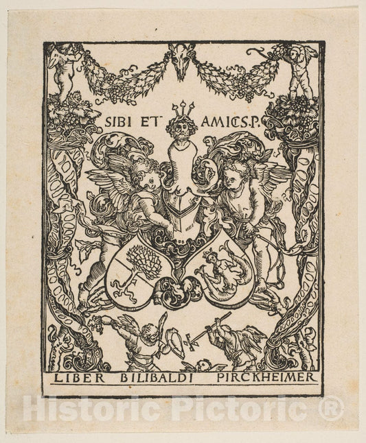 Art Print : Albrecht Dürer - The Book Plate of Wilibald Pirckheimer : Vintage Wall Art
