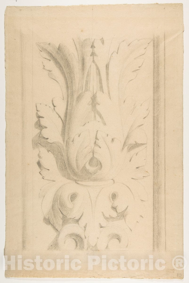 Art Print : Georges Seurat - Architectural Motif: Double Acanthus Fleuron : Vintage Wall Art