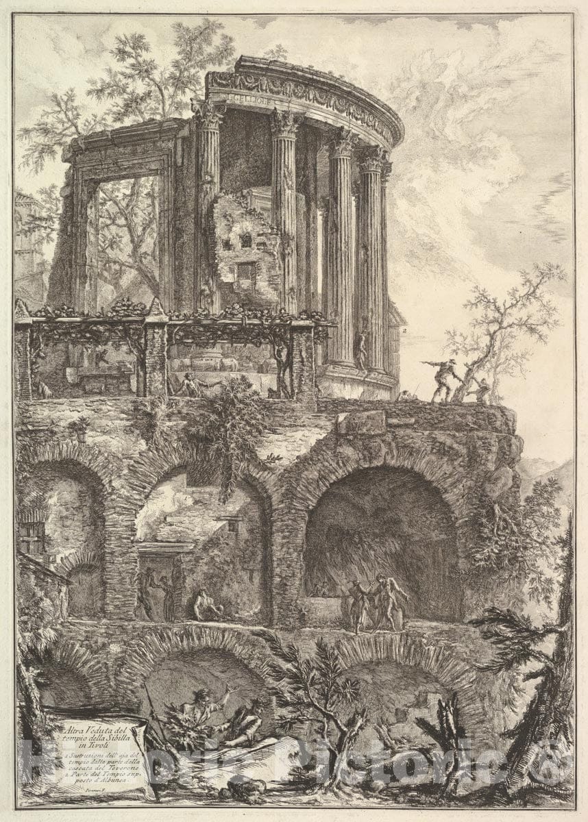 Art Print : Giovanni Battista Piranesi - Altra V. del Tempio Della Sibilla in Tivoli (Another View of The Temple of The Sibyl in Tivoli) : Vintage Wall Art