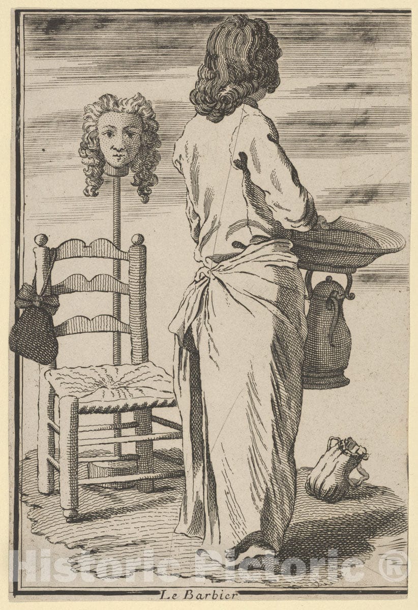Art Print : Anonymous, French, 18th Century - The Barber : Vintage Wall Art