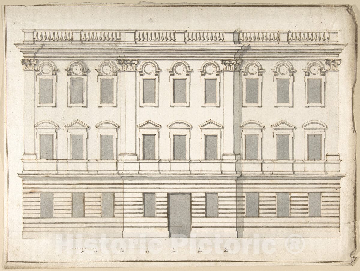 Art Print : Pietro Paolo Coccetti (Cocchetti) - Design for Palace Façade : Vintage Wall Art