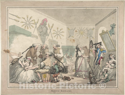 Art Print : Thomas Rowlandson - French Barracks : Vintage Wall Art