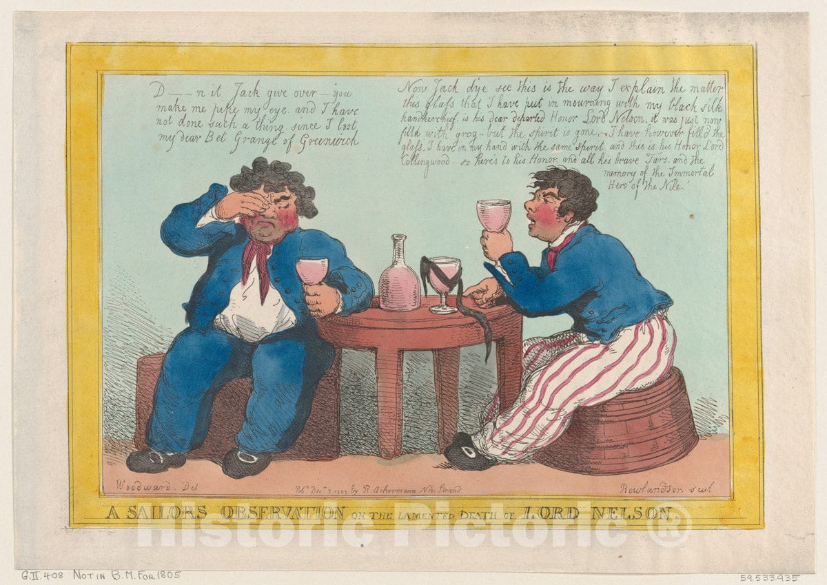 Art Print : Thomas Rowlandson - A Sailor's Observation on The Lamented Death of Lord Nelson : Vintage Wall Art