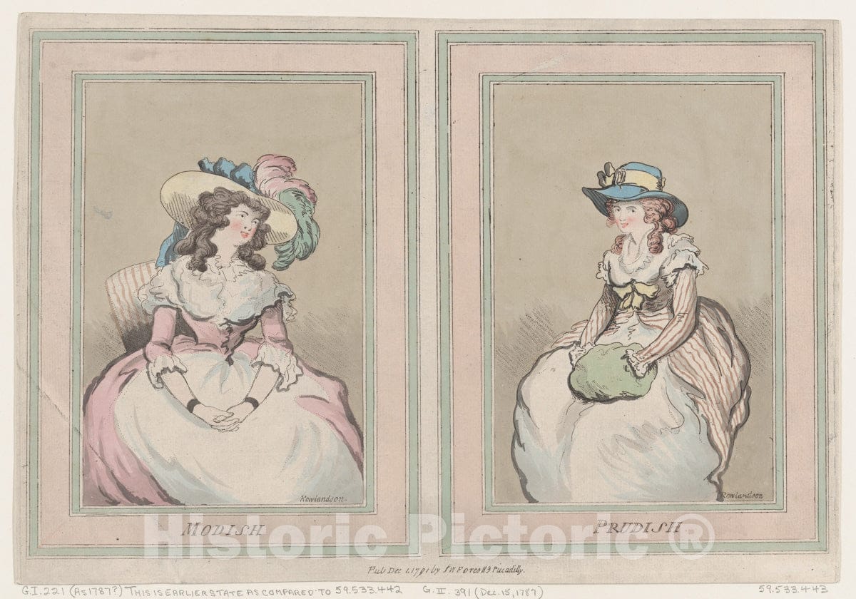 Art Print : Thomas Rowlandson - Modish and Prudish 1 : Vintage Wall Art