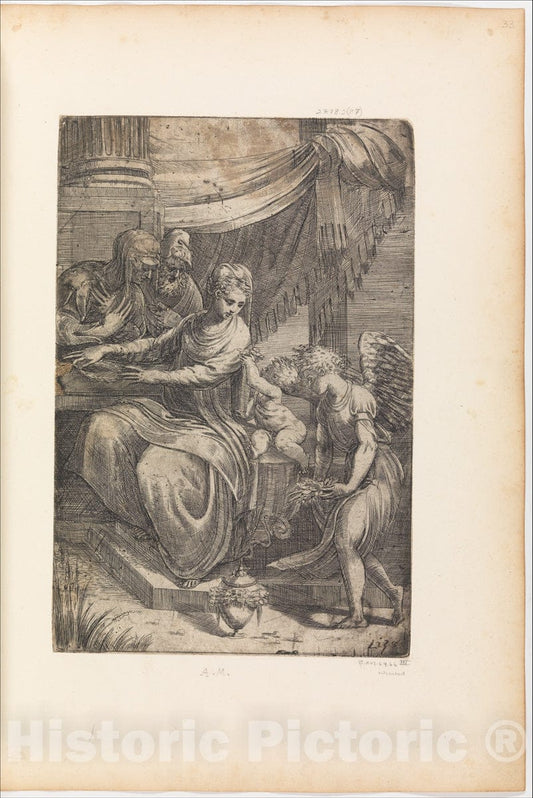 Art Print : Andrea Schiavone (Andrea Meldola) - Holy Family with Angel : Vintage Wall Art