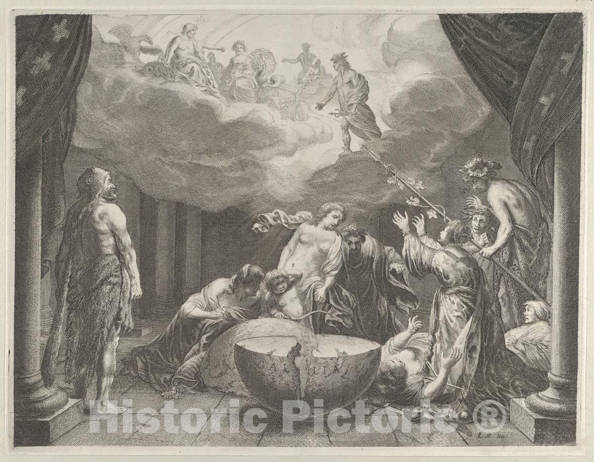 Art Print : Pieter Nolpe - Plate 10: Allegory on The Discord in France, from Caspar Barlaeus,Medicea Hospes : Vintage Wall Art