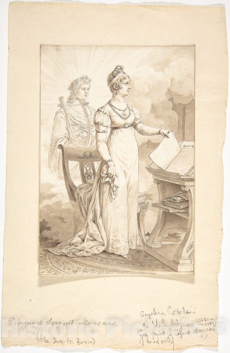 Art Print : Antoine Louis François Sergent Marceau - Portrait of Angelica Catalani de Valabrègue : Vintage Wall Art