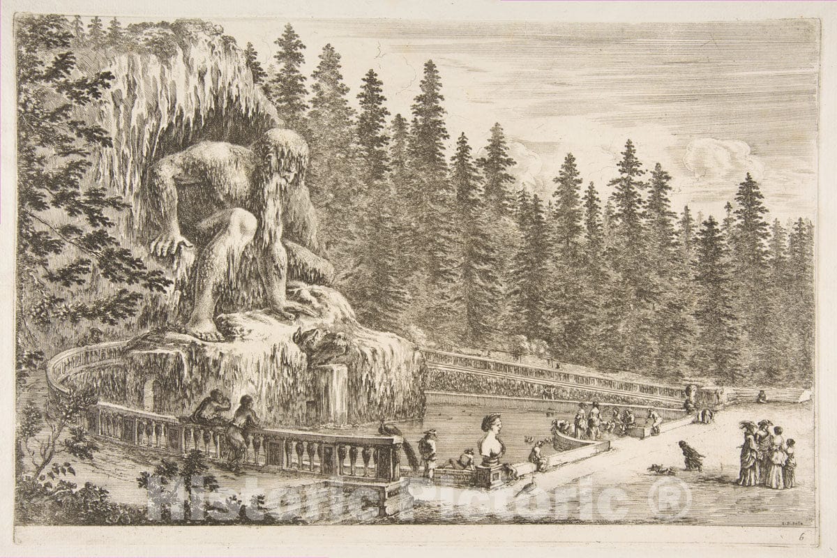 Art Print : Stefano Della Bella - Villa of Pratolino: The Appenino : Vintage Wall Art