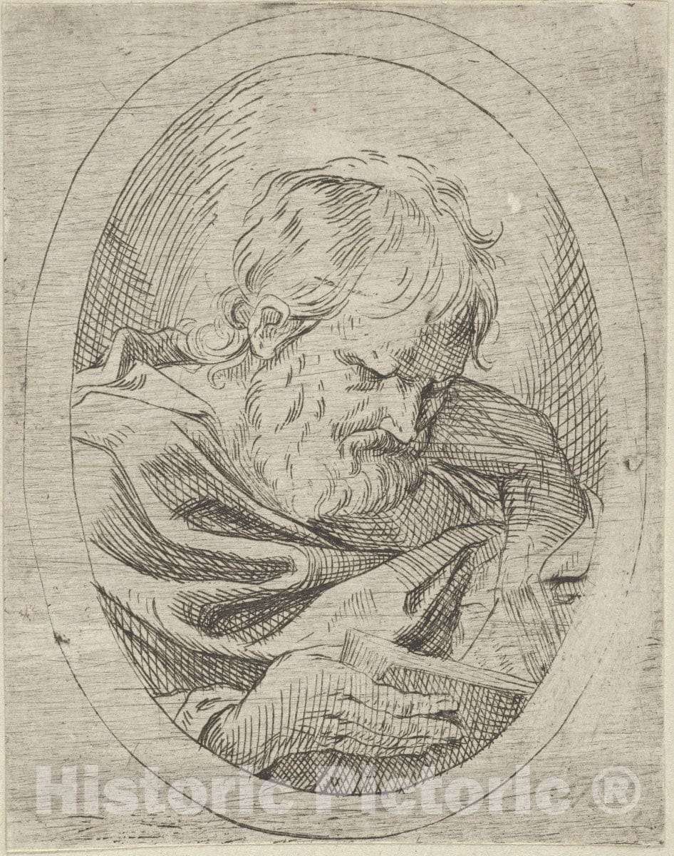 Art Print : an Apostle Resting his Head on his Left Hand and Reading a Book - Artist: 17th Century - Created: 1600–1640 : Vintage Wall Art