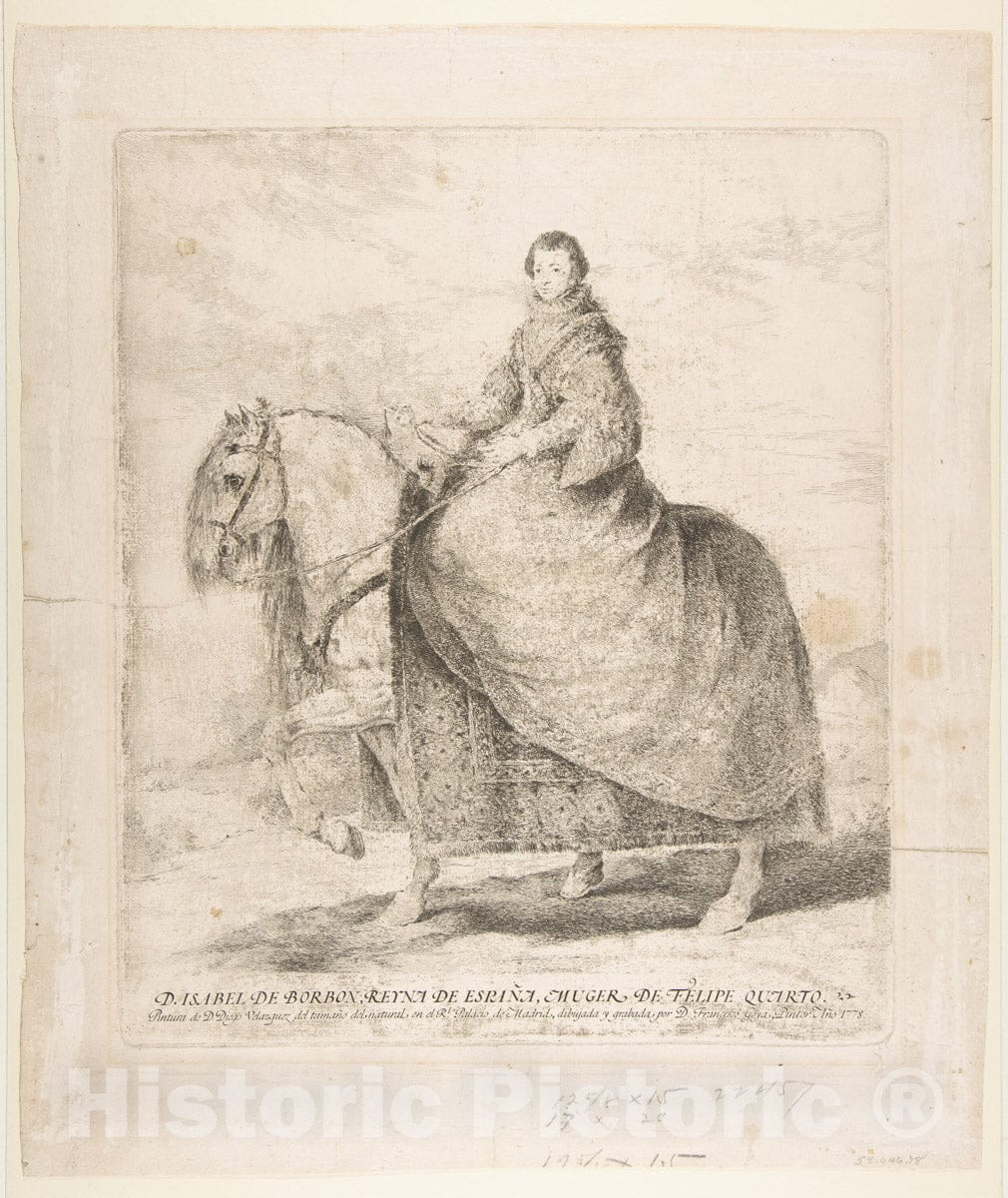 Art Print : Isabel of Bourbon, Queen of Spain and Wife of Philip IV - Artist: Goya - Created: 1778 : Vintage Wall Art