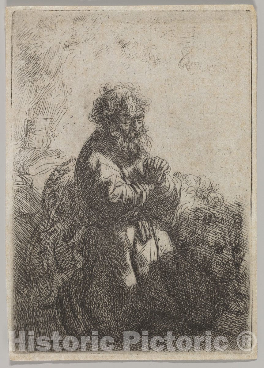Art Print : Rembrandt (Rembrandt Van Rijn) - St. Jerome in Prayer : Vintage Wall Art